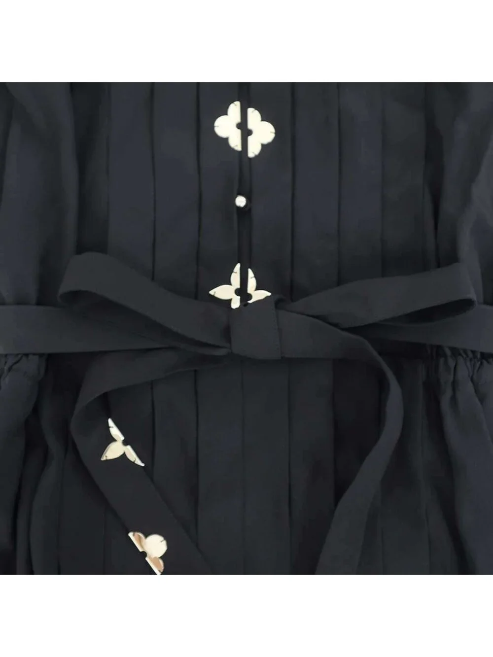 Louis Vuitton Monogram Accent Pleated Dress Black 36